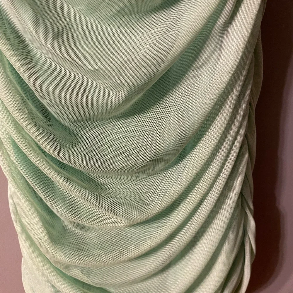 NWT Zara dress us med Green Party/cocktail mesh overlay NWT made in Romania - Picture 5 of 15